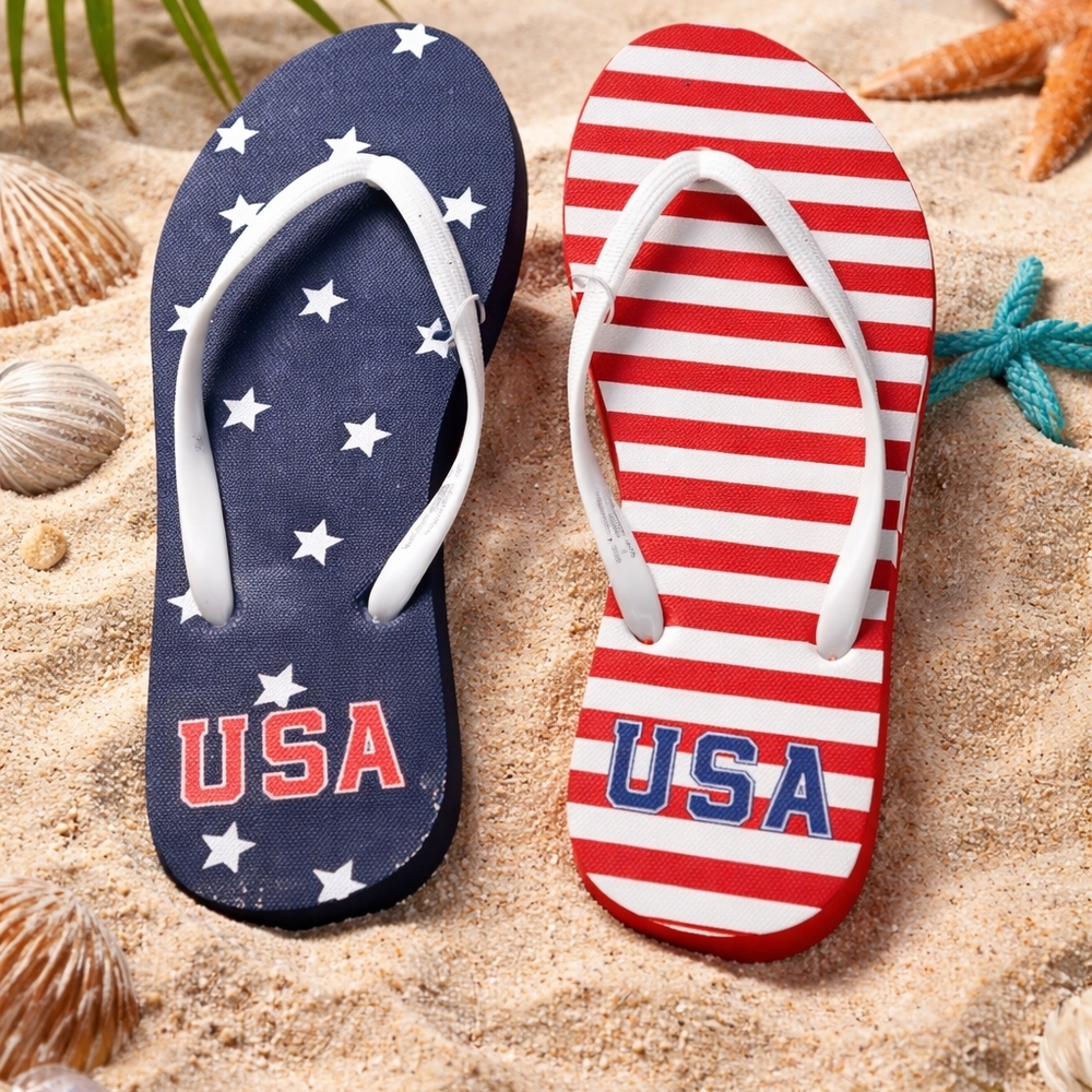 Shade & Shore USA Flip Flops Women’s 11 Patriotic NWT